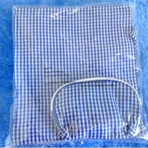 Gingham Cotton Tote Set. and cosmetic bag
